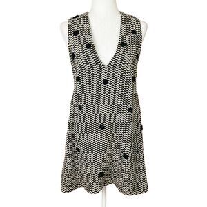 Free People Mod Mini A-Line Jumper Dress Size S Woven Polka Dot V-Neck Pockets